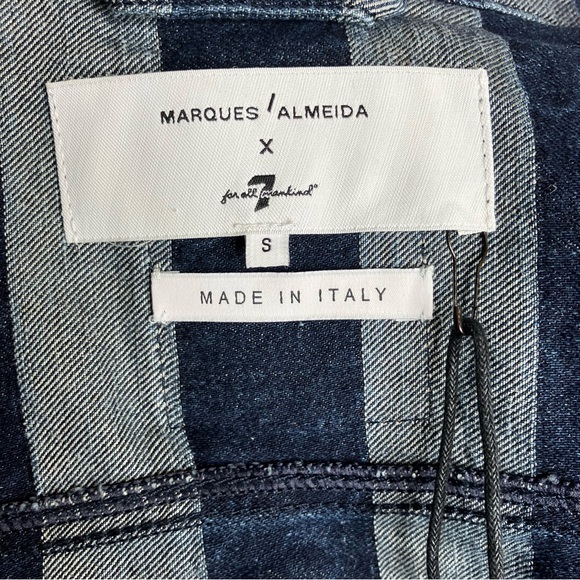 7 For All Mankind x Marques Almeida Cropped Fitted Denim Jacket NWT - Picture 13 of 16